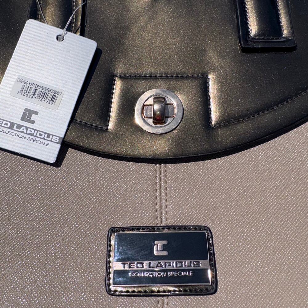 NWT Ted Lapidus Collection Speciale Satchel Handbag Taupe & Metallic Bronze - Picture 2 of 10
